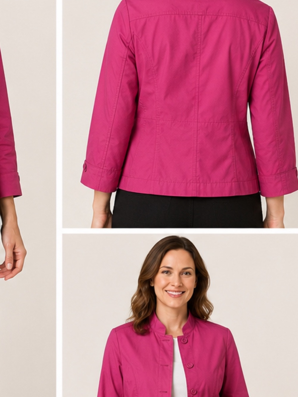 Coldwater Creek Women's 14 Fuchsia Cropped Jacket Blazer Pockets Career Pink - Picture 9 of 9